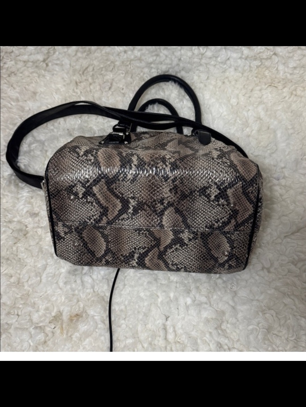 Mossimo Brown Beige Snake-Print Satchel with Black Handles - Picture 2 of 4